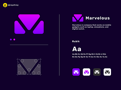 M + V Flat, Minimalist Logo Concept