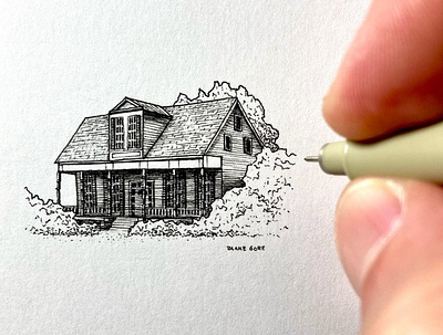 Country Home architectural architecture art black pen crosshatching design drawing hatching illustration linework micro microart miniature pen pen and ink pen art pen sketch pigma micron sketchbook tiny