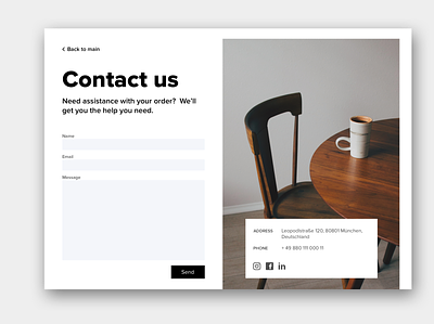 Contact form - DailyUI_028 challenge contact form contact page daily ui dailyui form layout minimal ui ux website