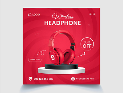 Headphone Social Media Post Design advertising attractive creative design graphic design headphone modern social media post unique