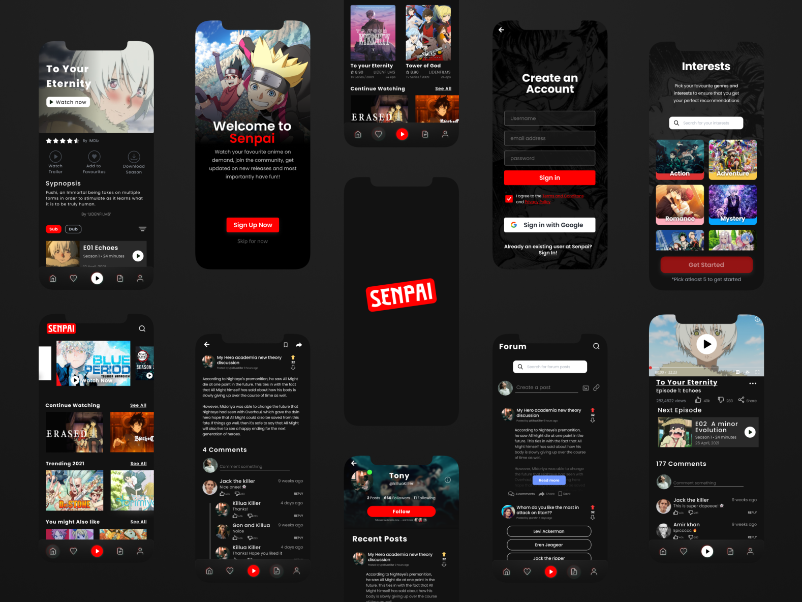 Senpai Anime Streaming App by Mridul on Dribbble