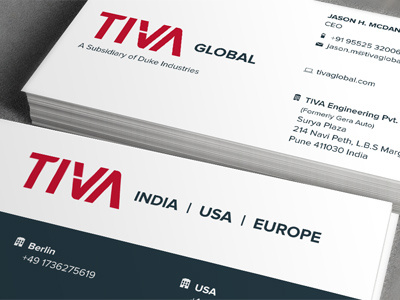 TIVA business card business card collateral graphic design icons identity logo logotype print red stationery tiva visiting card