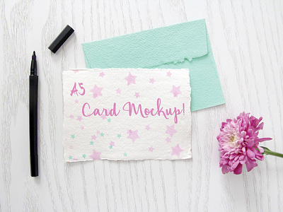 A5 White Card with Mint Envelope Mockup a5 card envelope mint mockup white with