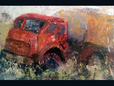 Truck in Barakovo oil painting painting plain air