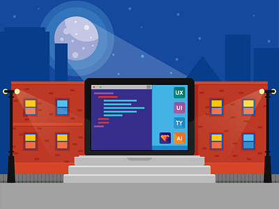 Inspired by learning code school computer flat illustration training