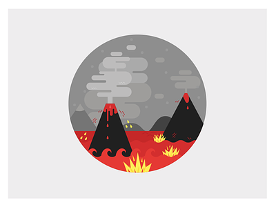 Arhaik adobe illustrator flat illustration volcano