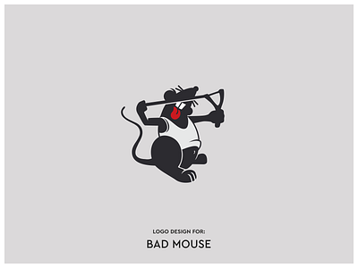 BadMouse 2 bad design funny logo mouse slingshot vector
