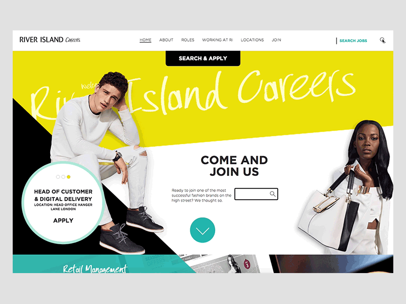 River Island Website Search design fashion navigation recruitment search ui ux website