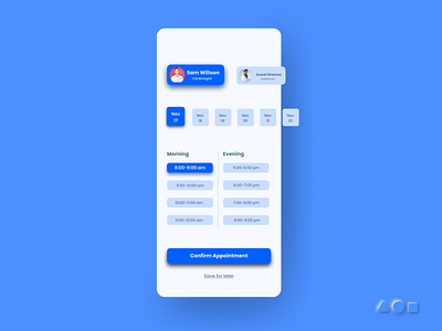 Medical app Appointment booking UI