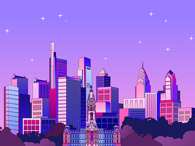 Philly skyline city cityhall design illustration landscape philadelphia philly sketch skyline