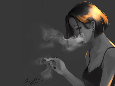 .... blue cartoon character color girl illustration smoke