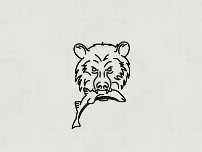 Grizzly Bear grizzly bear icon illustration line art line work salmon t shirt design