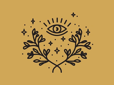 3/4 Sacred Icons brand identity celestial eye icon icon artwork iconography illustration laurel line artwork line icon logo logomark moon spiritual third eye wreath