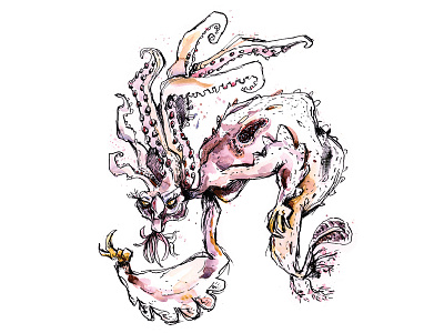 Rahav bible character design illustration ink mythical creature rahav water colors