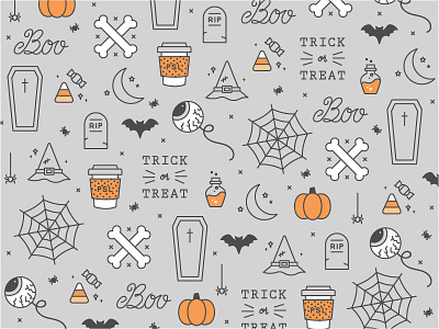 Happy Halloweenie halloween icons illustration pattern