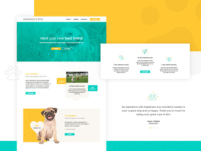 Happiness Is Pets :: Homepage benefits clean colorful dogs homepage icons modern pets ui ux web web design