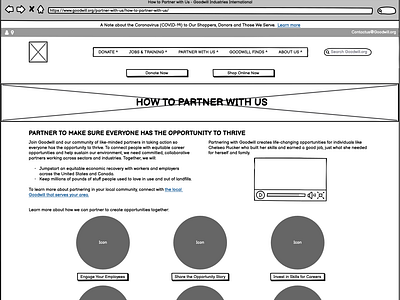 How to Partner with Us page Wireframe