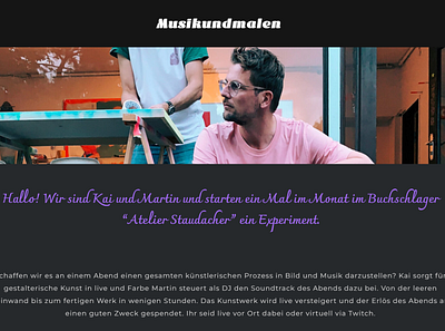 Musikundmalen.de embeds my client's Twitch stream. design developer devtarik ui web design wordpress website