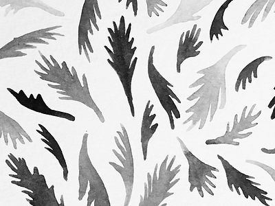 No2 black fern grey illustration leaf pattern plant watercolor