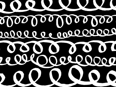 no.053 black curl illustration line work lines pattern white