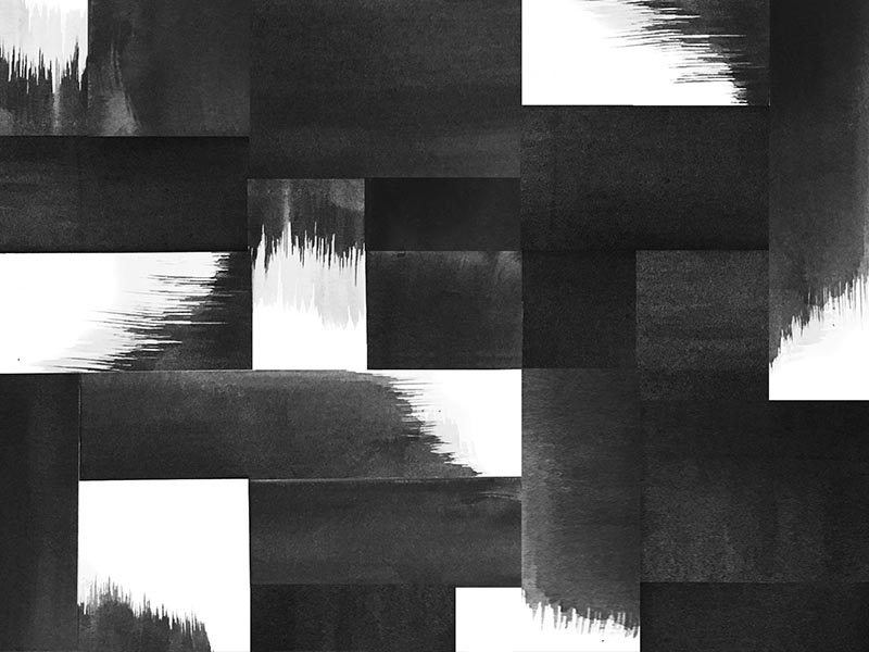 no.061 brushstrokes brush patchwork collage pattern texture watercolor paint white black