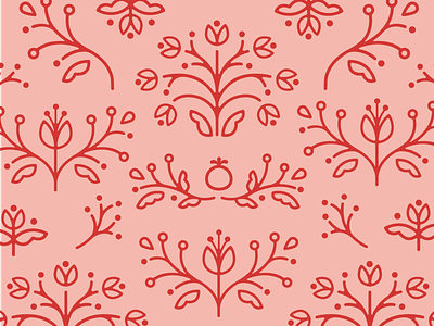 Filigree Pattern berries design filigree floral holiday illustration line modern pattern pink red