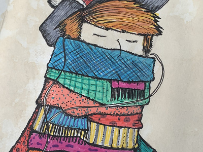 Scarves Illustration coffee stain doodle drawing illustration ink jacket journal markers scarf sketch sketchbook warm winter