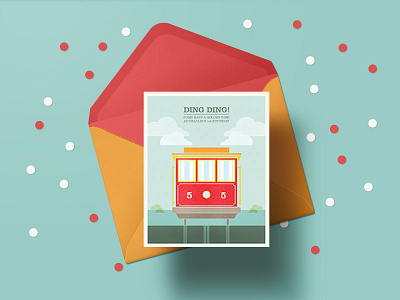 Trolley Invite greeting card illustration illustrator invitation san francisco trolley vector