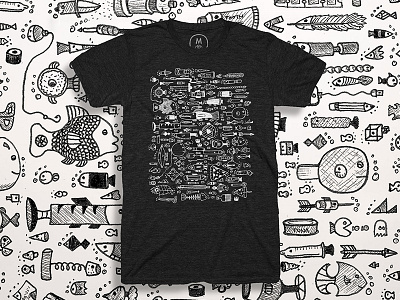 Odd School T-Shirt black and white fish illustration t shirt