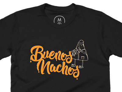 Buenos Nachos T-Shirt black cheese drawing food illustration nachos t shirt