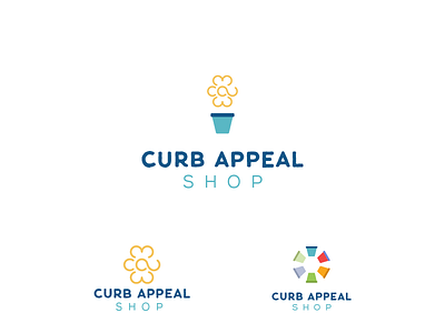 Curb Appeal Logo concept brand colorful concept design flower logo pot typography