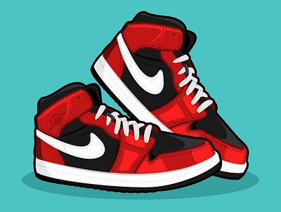 Shoes: Nike Air Jordan 1 air jordan bred graphic design illustration nike shoes sneaker sneakers