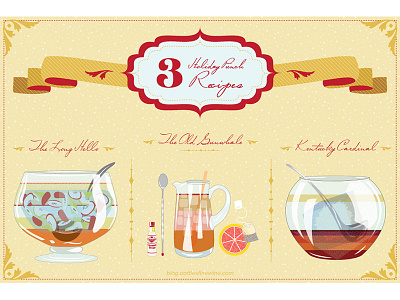3 Holiday Punch Recipe Cards cards design illustration punch recipe