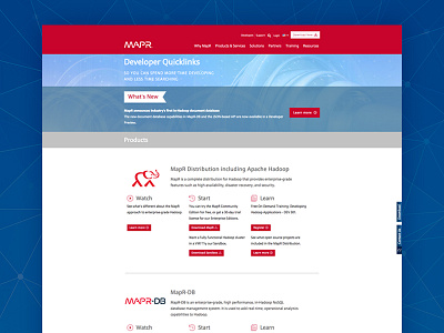 MAPR Developer Quicklinks Page Design data developers resources uxui web web design