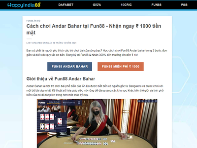 Learn how to play Andar Bahar at Fun88 - Sign up and get instant