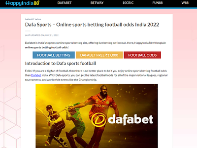Dafabet Sports is one of the most popular sports betting India happyindia88