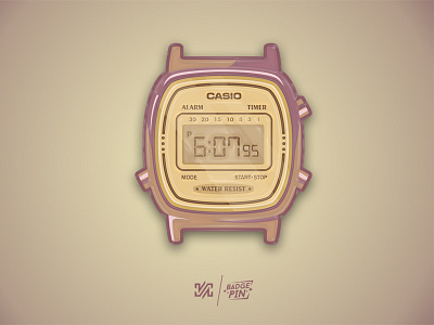 Casio Retro - Badge, Pin badge casio design graphic illustration pin retro watch