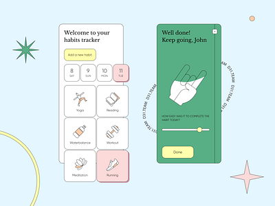 Habits tracker | Mobile UI agency app app design concept design illustration mobile ui outline ui ux vector visual design