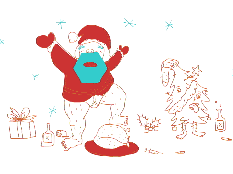 Bum Santa 2d animation christmas handrawn santa