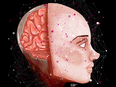 Ana abstract anatomical art brains digital drawing geometric illustration low poly pop trendy