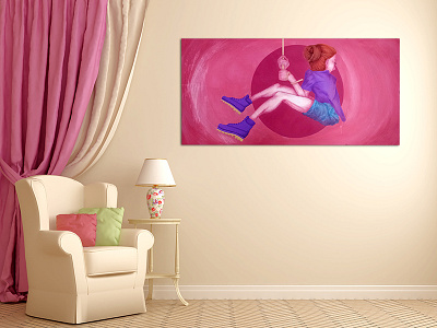 The place you leave behind acrylic art boots circle contemporary fineart jump mexico mockup painting pink wood