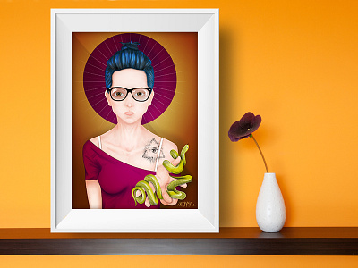 Eve art contemporary digital hipster illustration mexico mockup namaste peace snake spiritual surrealism