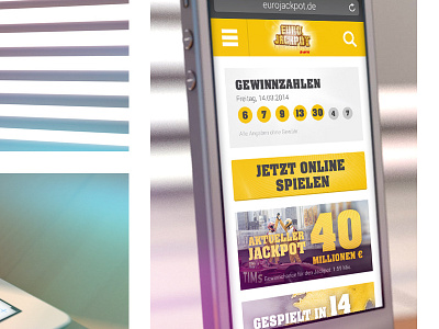 Eurojackpot Pitch app mobile money pitch responsive tablet web website yellow