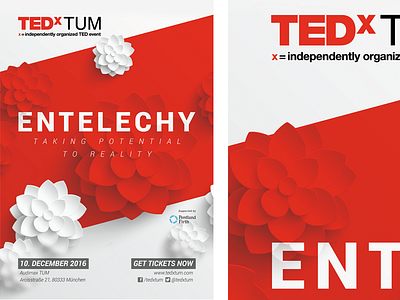 TEDxTUM 2016 ENTELECHY event flower flowers poster red ted tedx theme