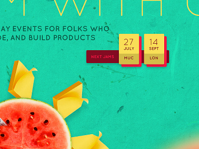 Event Website Draft date design event fruit jam melon note sticky teal typo website