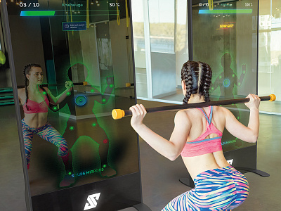 SOLOS Mirrors - UX & UI 3d fitness guide gyroscope jump mirror product silhouette sport startup ui