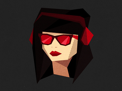 Selfportrait black character face fun glasses grey hair illustration lips red sunglasses