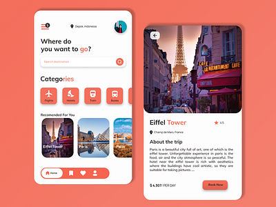 Feminine-themed travel app by Abhirama