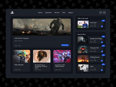 Playstation Store – Main Page redesign dark darkmode design figma gamer games grid interface minimal playstation typography ui ux web design webdesign