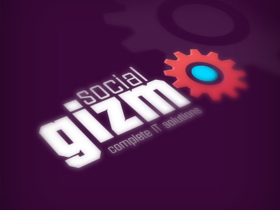 Social Gizmo blue dev gear gizmo id identity it logo orange purple social solutions